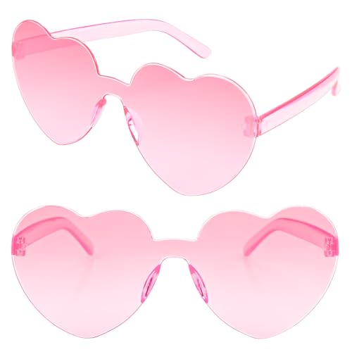 Ikosora Herz Brille, rosa Herz geformt randlose Sonnenbrille für Frauen, Kunststoff Party Herz Brille Neuheit Spaß Sonnenbrille Transparent Herz Zubehör für Valentine Ikosora Herz Brille, rosa Herz geformt randlose Sonnenbrille für Frauen, Kunststoff Party Herz Brille Neuheit Spaß Sonnenbrille Transparent Herz Zubehör für Valentine von Ikosora