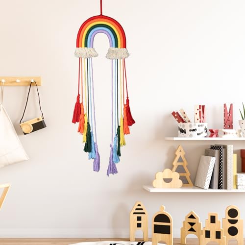 Regenbogen Wandhängedekor,Makrame Bunte Regenbogengirlande Für Kinder Wanddekoration, Baumwolle Quasten Girland Banner Pastellzimmer Dekor Für Bohemian Home Decor,Geburtstag Weihnachtsfeier Festival Regenbogen Wandhängedekor,Makrame Bunte Regenbogengirlande Für Kinder Wanddekoration, Baumwolle Quasten Girland Banner Pastellzimmer Dekor Für Bohemian Home Decor,Geburtstag Weihnachtsfeier Festival von Ikosora