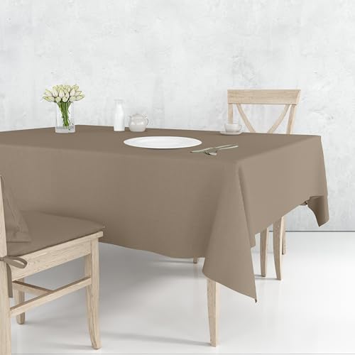 Il Tuo Artigiano Design Tischdecke aus Baumwolle für 4 bis 18 Sitzer, maschinenwaschbar, quadratische Tischdecke und Tischdecke, rechteckig, 6-Sitzer, 12-Sitzer (4-Sitzer - 120 x 120 cm, Beige) von Il Tuo Artigiano Design