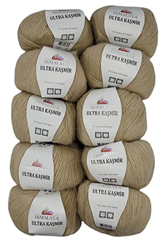 10 x 50 Gramm Ilkadim Export Ultra Kasmir Strickgarn einfarbig, 500 Gramm Strickwolle mit 25% Alpaca Wolle, uni (56814) 10 x 50 Gramm Ilkadim Export Ultra Kasmir Strickgarn einfarbig, 500 Gramm Strickwolle mit 25% Alpaca Wolle, uni (56814) von Ilkadim Export