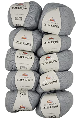 10 x 50 Gramm Ilkadim Export Ultra Kasmir Strickgarn einfarbig, 500 Gramm Strickwolle mit 25% Alpaca Wolle, uni 10 x 50 Gramm Ilkadim Export Ultra Kasmir Strickgarn einfarbig, 500 Gramm Strickwolle mit 25% Alpaca Wolle, uni von Ilkadim Export