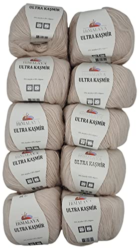 10 x 50 Gramm Ilkadim Export Ultra Kasmir Strickgarn einfarbig, 500 Gramm Strickwolle mit 25% Alpaca Wolle, uni 10 x 50 Gramm Ilkadim Export Ultra Kasmir Strickgarn einfarbig, 500 Gramm Strickwolle mit 25% Alpaca Wolle, uni von Ilkadim Export