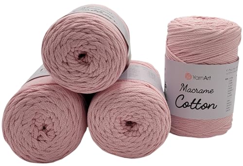 1000 Gramm YarnArt Makramee Cotton-Garn, 4x 250 Gramm, gesamt 1000m Lauflänge, Häkelgarn, Makrame Kordelgarn (rosa 762) von Ilkadim Export