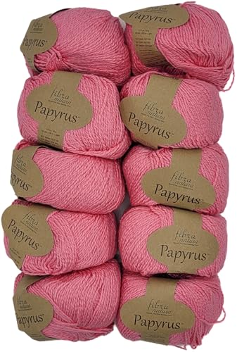 10x50 Gramm Ilkadim Export Papyrus Strickgarn Baumwolle Seide, Strickwolle einfarbig, 500g Baumwollgarn Seidengarn (rosa 229-07) von Ilkadim Export