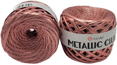 2 Stück Ballen Textilgarn YarnArt Metallic Club (ca. 360 Gramm), Polyester-Garn, 2 x ca. 55m Lauflänge, Makrameegarn (altrosa 8110) von Ilkadim Export