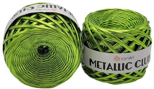 2 x 180g Ilkadim Export Metallic Club Garn, Polyester-Garn, 110m Lauflänge, Makrameegarn (grün 8116) von Ilkadim Export