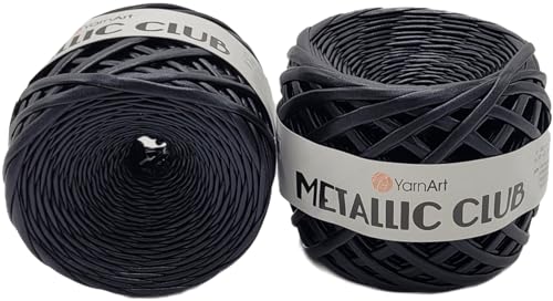 2 x 180g Ilkadim Export Metallic Club Garn, Polyester-Garn, 110m Lauflänge, Makrameegarn (schwarz 8120) von Ilkadim Export