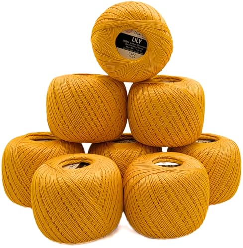 400 Gramm Ilkadim Export Filetgarn Lily 100% merzerisierte Baumwolle, 8 x 50g Häkelgarn einfarbig, Garn (orange 5307) von Ilkadim Export