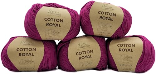 5 x 100 Gramm Ilkadim Export Cotton Royal Baumwollgarn, 500g Strickwolle, Strickgarn 100% Baumwolle einfarbig (beere 18-728) von Ilkadim Export