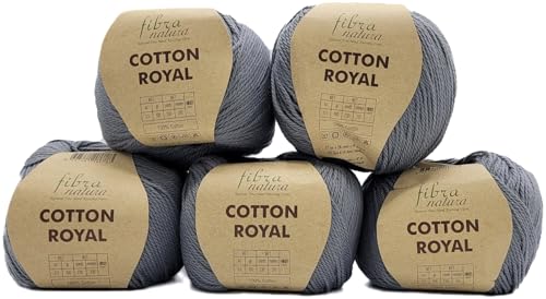 5 x 100 Gramm Ilkadim Export Cotton Royal Baumwollgarn, 500g Strickwolle, Strickgarn 100% Baumwolle einfarbig (grau 18-724) von Ilkadim Export