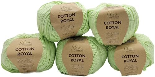5 x 100 Gramm Ilkadim Export Cotton Royal Baumwollgarn, 500g Strickwolle, Strickgarn 100% Baumwolle einfarbig (hellgrün 18-708) von Ilkadim Export
