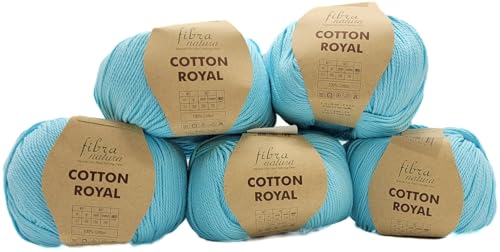 5 x 100 Gramm Ilkadim Export Cotton Royal Baumwollgarn, 500g Strickwolle, Strickgarn 100% Baumwolle einfarbig (turkis 18-716) von Ilkadim Export