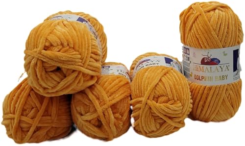 Ilkadim Export 5 x 100 Gramm Himalaya Dolphin Strickwolle, Babywolle einfarbig, 500 Gramm Wolle Strickgarn Super Bulky (apricot 80316) von Ilkadim Export