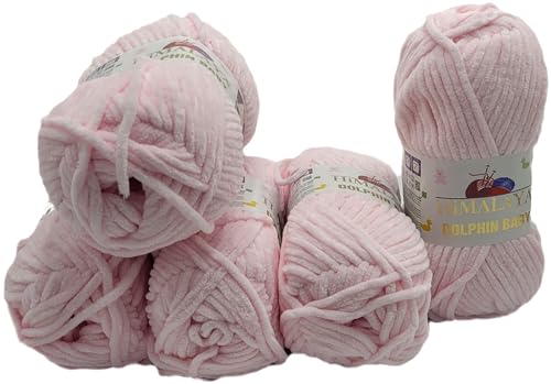 Ilkadim Export 5 x 100 Gramm Himalaya Dolphin Strickwolle, Babywolle einfarbig, 500 Gramm Wolle Strickgarn Super Bulky (rosa 80303) von Ilkadim Export