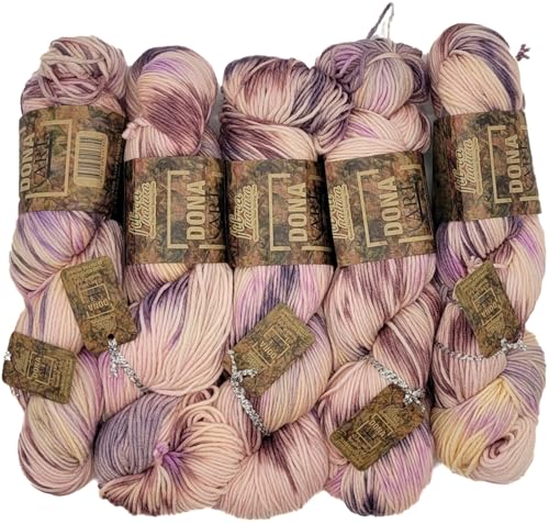 5 x 100 Gramm Ilkadim Export Merino Wolle Dona Art mit Farbverlauf 100% Merino, 500 Gramm Paket für Stricken und Häkeln (beere lila flieder 108-13) von Ilkadim Export