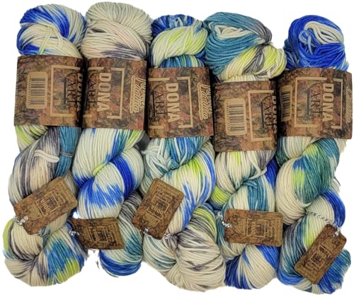 5 x 100 Gramm Ilkadim Export Merino Wolle Dona Art mit Farbverlauf 100% Merino, 500 Gramm Paket für Stricken und Häkeln (blau türkis creme 108-08) von Ilkadim Export