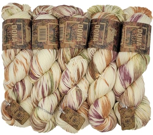 5 x 100 Gramm Ilkadim Export Merino Wolle Dona Art mit Farbverlauf 100% Merino, 500 Gramm Paket für Stricken und Häkeln (creme lila beige 108-07) von Ilkadim Export
