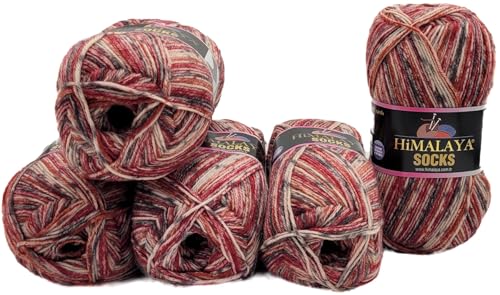 5 x 100 Gramm Ilkadim Export Sockenwolle Himalaya Socks, 75% Wolle, 25% Nylon, 500 Gramm Strickgarn für Stricksocken und Strümpfe (braun grau creme 160-02) von Ilkadim Export
