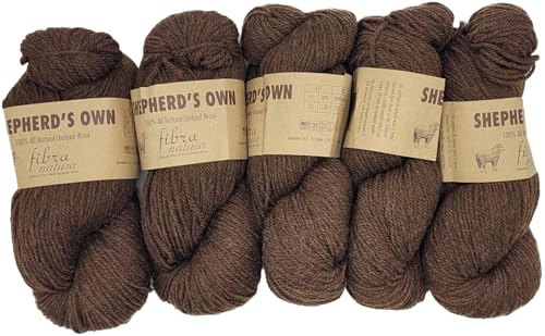 5 x 100 Gramm Ilkadim Export Wolle, Shepherds Own Schurwollgarn, 100% Schurwolle einfarbig, natürliche Schafwolle (braun 40007) von Ilkadim Export