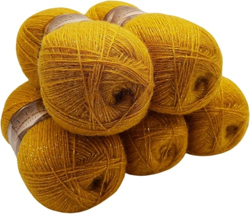 Ilkadim Export Metallicwolle, 5 x 100 g, Gold, 500 g, 2500 m, Acryl-Woll-Mischung (75% Acryl, 20% Wolle, 5% Metallic) von Ilkadim Export