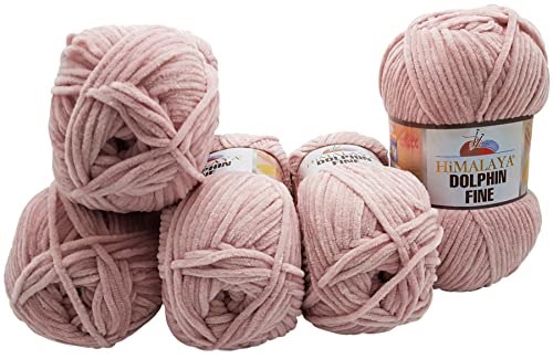 500 Gramm Ilkadim Export Dolphin fine Strickwolle, Babywolle, 5 x 100 Gramm Wolle Super Bulky (blush 80526) von Ilkadim Export