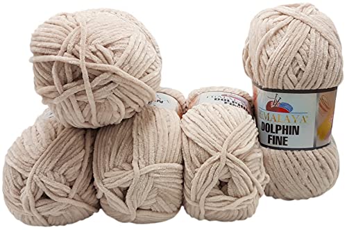 500 Gramm Ilkadim Export Dolphin fine Strickwolle, Babywolle, 5 x 100 Gramm Wolle Super Bulky (beige 80522) von Ilkadim Export