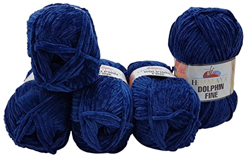 500 Gramm Ilkadim Export Dolphin fine Strickwolle, Babywolle, 5 x 100 Gramm Wolle Super Bulky (dunkelblau 80511) von Ilkadim Export