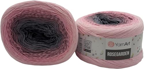 500g Ilkadim Export Rosegarden, 500 Gramm Bobbel Wolle Farbverlauf, 100% Baumwolle, Bobble Strickwolle Mehrfarbig (grau rosa 313) von Ilkadim Export
