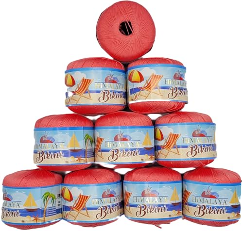 Bikini - Garn 10 x 50 gramm Paket nicht fusselndes, wasserabweisendes Polyamidgarn für die Herstellung von Bikinis, Badeanzügen, Blusen, 100% Polyamid (Lachs 80606) von Ilkadim Export