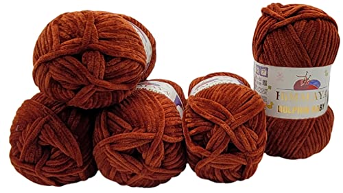 Ilkadim Export 5 x 100 Gramm Himalaya Dolphin Strickwolle, Babywolle einfarbig, 500 Gramm Wolle Strickgarn Super Bulky (Braun 80370) von Ilkadim Export