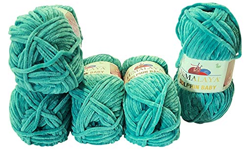 Ilkadim Export 5 x 100 Gramm Himalaya Dolphin Strickwolle, Babywolle einfarbig, 500 Gramm Wolle Strickgarn Super Bulky (antik grün 80354) von Ilkadim Export