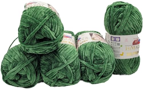 Ilkadim Export 5 x 100 Gramm Himalaya Dolphin Strickwolle, Babywolle einfarbig, 500 Gramm Wolle Strickgarn Super Bulky (grün 80360) von Ilkadim Export