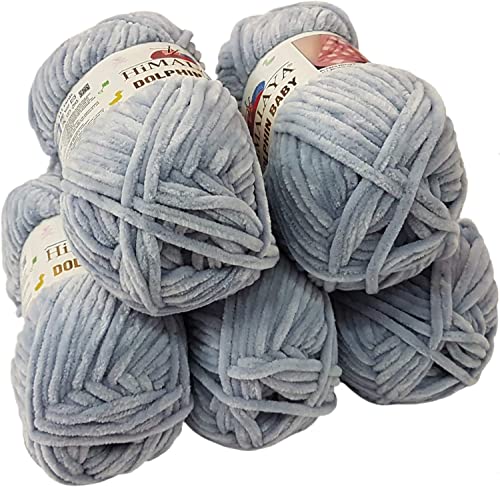 Ilkadim Export 5 x 100 Gramm Himalaya Dolphin Strickwolle, Babywolle einfarbig, 500 Gramm Wolle Strickgarn Super Bulky (mittelgrau 80351) von Ilkadim Export