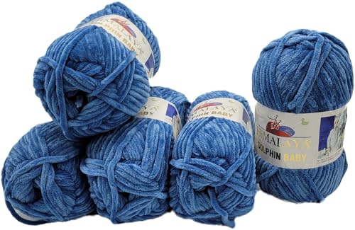 Ilkadim Export 5 x 100 Gramm Himalaya Dolphin Strickwolle, Babywolle einfarbig, 500 Gramm Wolle Strickgarn Super Bulky (petrol 80341) von Ilkadim Export