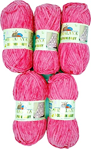 Ilkadim Export 5 x 100 Gramm Himalaya Dolphin Strickwolle, Babywolle einfarbig, 500 Gramm Wolle Strickgarn Super Bulky (rosa 80324) von Ilkadim Export