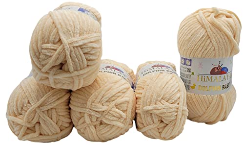 Ilkadim Export 5 x 100 Gramm Himalaya Dolphin Strickwolle, Babywolle einfarbig, 500 Gramm Wolle Strickgarn Super Bulky (pfirsich 80333) von Ilkadim Export