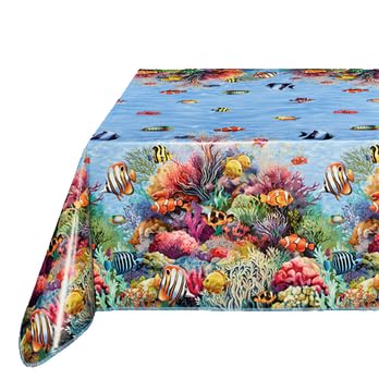 Wachstuch Tischdecke 110 x 140cm, Wachstischdecke abwaschbar, Wachstuchtischdecke wasserabweisend (Fische 11A) von Ilkadim Export