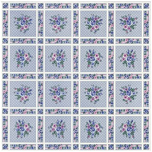 Wachstuch Tischdecke 140 x 160cm, Wachstischdecke abwaschbar, Wachstuchtischdecke wasserabweisend (Blumen Karo blau 64b) von Ilkadim Export