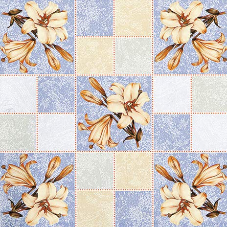 Wachstuch Tischdecke 140 x 160cm, Wachstischdecke abwaschbar, Wachstuchtischdecke wasserabweisend (Lilie blau Creme 118c) von Ilkadim Export