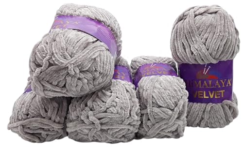 5 x 100 Gramm Himalaya Velvet Micro-Polyester Strickwolle, Babywolle samtig 500 Gramm Wolle (grau 90057) von Ilkadim