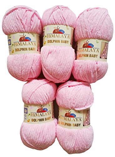 5 x 100g Himalaya Dolphin Baby Wool, Knitting Wool, Garn, Knitting Wool, 500g, Super Bulky, Rosa 80319, 35_x_25CM von Ilkadim