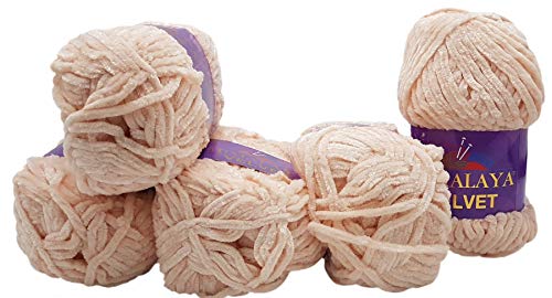 Ilkadim 5 x 100 Gramm Himalaya Velvet Micro-Polyester Strickwolle Babywolle samtig 500 Gramm Wolle (rosa blush 90053) blush 90053 von Ilkadim