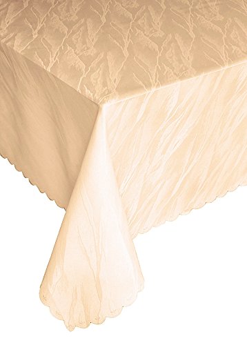 Damast Tischdecke bügelfrei, 110 x 160cm Marmor-Design, weiß Bordeaux grün blau terrakotta oder Creme, Farbe auswählbar (Creme) von Ilkadim