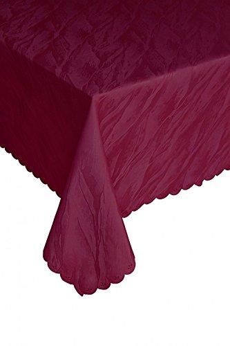 Damast Tischdecke bügelfrei, 110 x 160cm Marmor-Design, weiß Bordeaux grün blau terrakotta oder Creme, Farbe auswählbar (Bordeaux) von Ilkadim