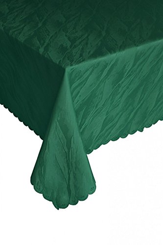 Ilkadim Damast Tischdecke bügelfrei, 110 x 220cm Marmor-Design, weiß Bordeaux grün blau terrakotta oder Creme, Farbe auswählbar (dunkelgrün) von Ilkadim