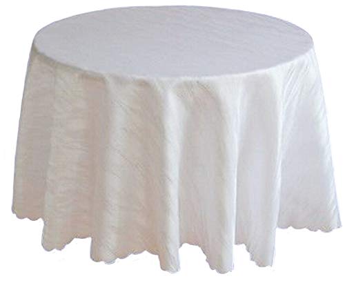 Damast Tischdecke weiß bügelfrei, Marmor-Design, 120cm, 135cm oder 160cm Durchmesser, Tischtuch-Größe auswählbar (135cm) von Ilkadim