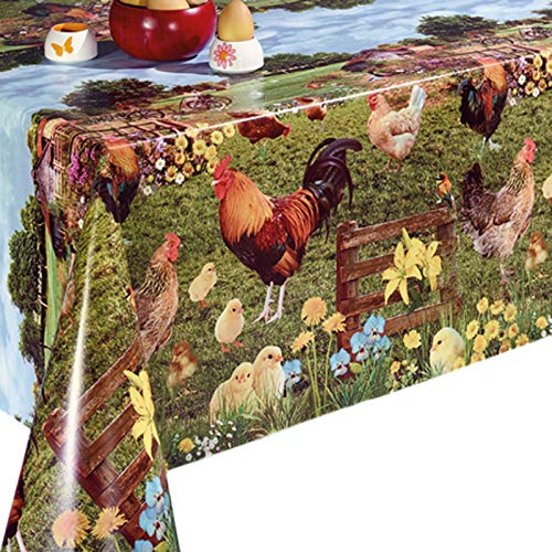 Wachstuch Tischdecke 140cm breit, Meterware, Länge und Motiv auswählbar, abwaschbar (Hühner 22a, 140 x 500cm) von Ilkadim
