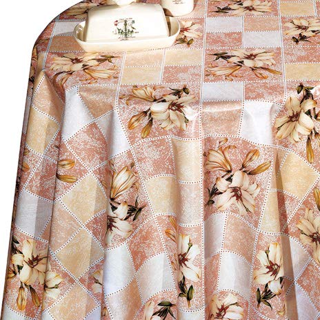 Wachstuch Tischdecke 140cm breit, Meterware, Länge und Motiv auswählbar, abwaschbar (braun beige Lilie 118b, 140 x 200cm) von Ilkadim