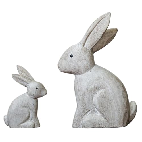 Illkjasfc 2 Stück Osterhasen Holzfiguren Statue Hasen Skulptur für Home Office Tischregal Dekorative Ornamente Illkjasfc 2 Stück Osterhasen Holzfiguren Statue Hasen Skulptur für Home Office Tischregal Dekorative Ornamente von Illkjasfc