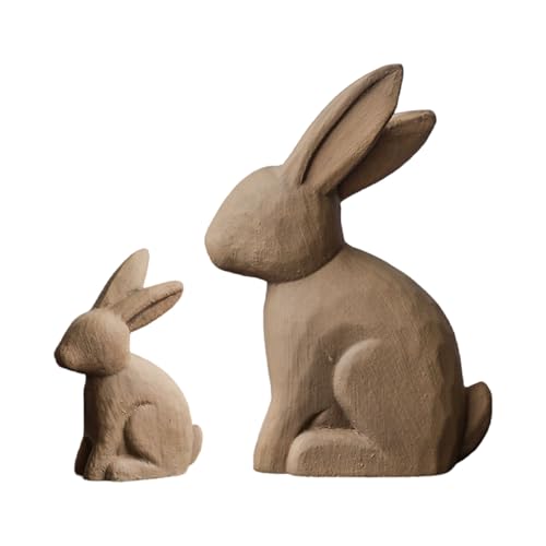 Illkjasfc 2 Stück Osterhasen Holzfiguren Statue Hasen Skulptur für Home Office Tischregal Dekorative Ornamente Illkjasfc 2 Stück Osterhasen Holzfiguren Statue Hasen Skulptur für Home Office Tischregal Dekorative Ornamente von Illkjasfc